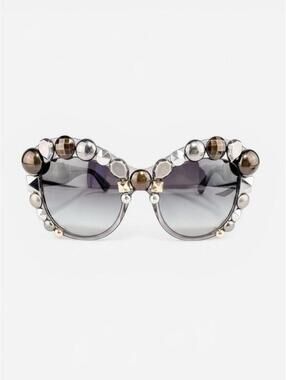 Dolce & Gabbana DG4266 Gray Translucent Metal Stud Sunglasses | NWT Rare